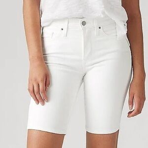 Levi's Women's Crisp White Denim Bermudas with Frayed Hem